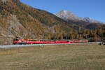 RhB Ge 4/4 II 617  50 Jahre LGB  am 27. Oktober 2021 bei Zernez.